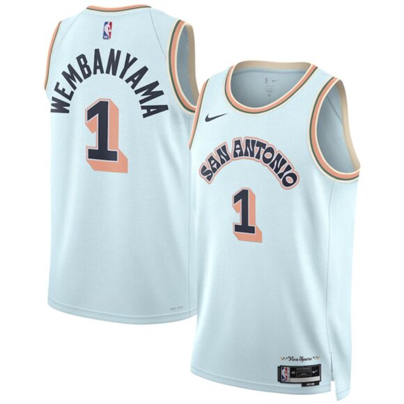 Other - 1 Victor Wembanyama Light Blue City Edition Stitched Jersey